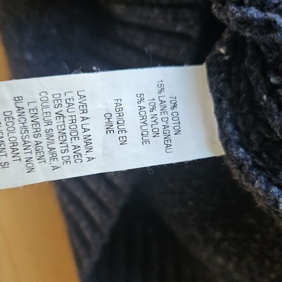L.L. Bean Mens 1/4 Zip Cableknit Navy Fisherman’s Sweater Warm Size Large EUC - Picture 7 of 8